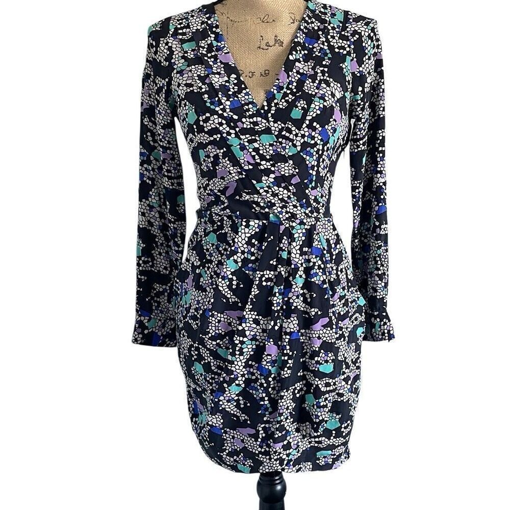EUC! Anthro Yumi Kim Silk Long Sleeve Faux Wrap Dress - Size XS